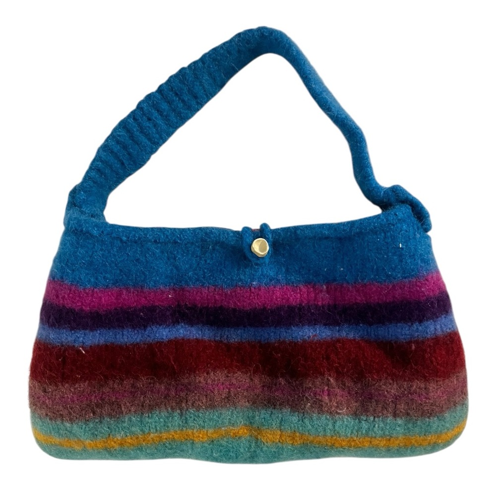 Colorful Striped Felted Wool Women's Bag